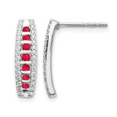 14k White Gold 1/3 carat Lab Grown Diamond VS/SI+ G+ and Created Ruby Complete Fashion Post Earrings